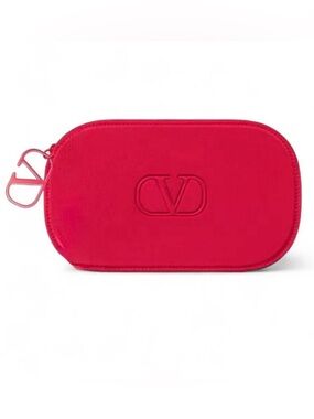 Valentino Authentic Vibrant Red Large Makeup Cosmetic Pouch / Case / Bag